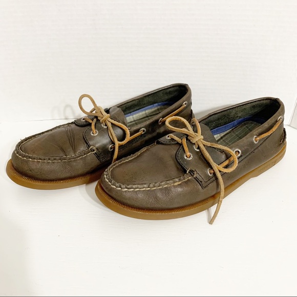 Sperry Classic Topsider Leather 2-Eye Lace Up Leather Laces Boat Shoes Brown 🟫 - Picture 1 of 11